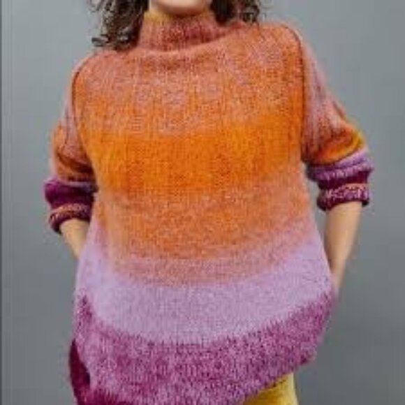 Anthropologie Pullover Perri Ombre Tunic Mock‎ Neck Sweater Womens Small - Picture 1 of 6